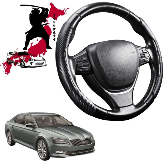 Black Samurai Segmented Steering Wheel Cover for Skoda Superb 2015 - Current (B8, typ 3V)