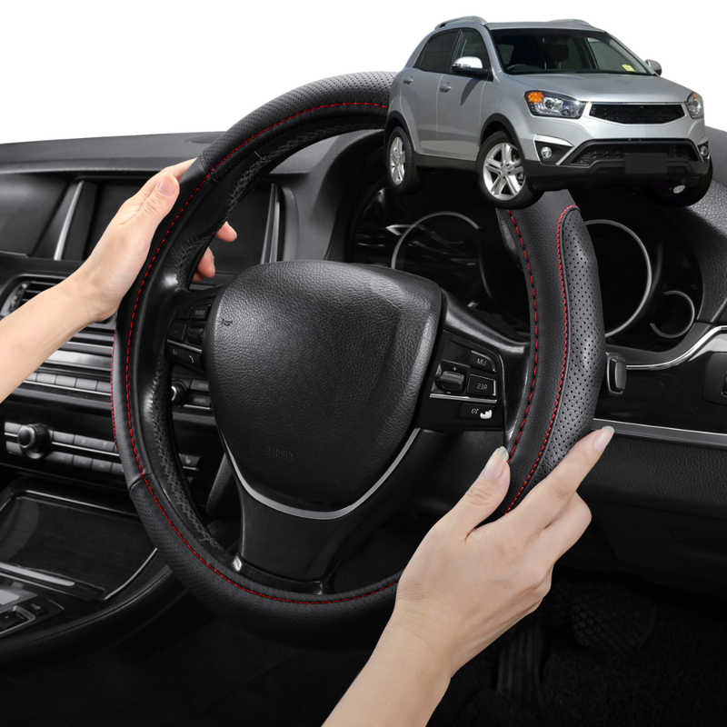Steering Wheel Cover Pro Extra Layer for SsangYong Korando 2014 - 2018 - Breathable & Anti-Slip