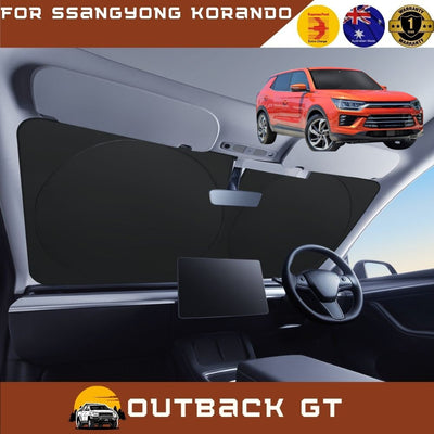 Front Windscreen Sun Shade for SsangYong Korando 2019 - Current C300 - Standard 150 x 85 cm - Black
