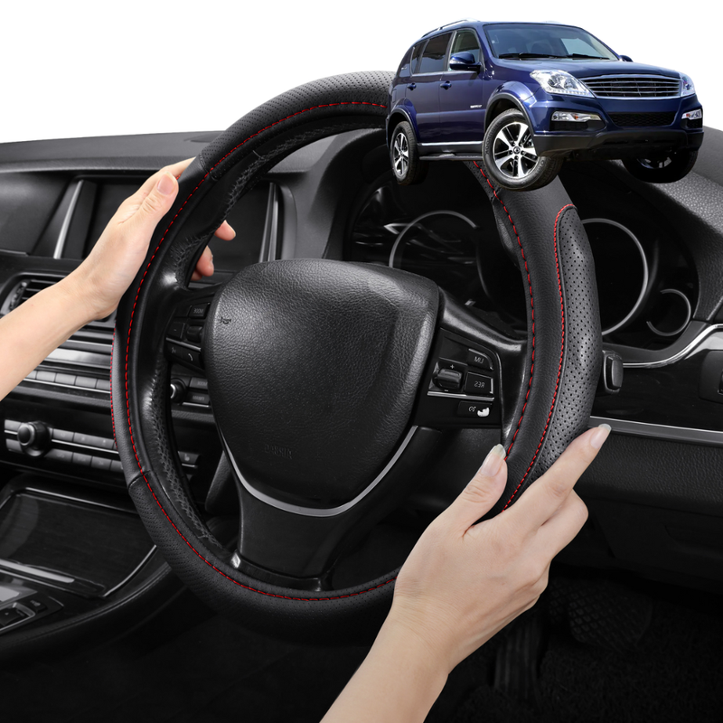 Steering Wheel Cover Pro Extra Layer for SsangYong Rexton 2014 - 2017 - Breathable & Anti-Slip