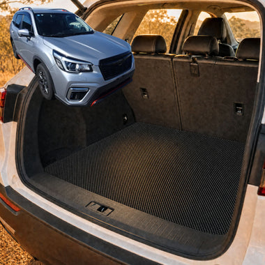 6D Diamond Car Boot Cargo Mat for Subaru Forester 2018 - Current (SK) - Heavy Duty Carpet Liner - All-Weather Resistance - Easy to use - Odorless Material - Black & Grey