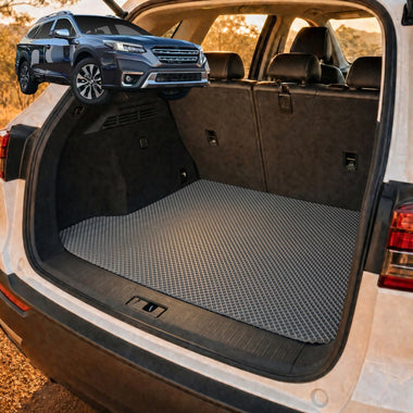 6D Diamond Car Boot Cargo Mat for Subaru Outback 2015 - 2021 5GEN, 6GEN - Heavy Duty Carpet Liner - All-Weather Resistance - Easy to use - Odorless Material - Black & Grey - 0
