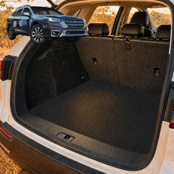 6D Diamond Car Boot Cargo Mat for Subaru Outback 2015 - 2021 5GEN, 6GEN - Heavy Duty Carpet Liner - All-Weather Resistance - Easy to use - Odorless Material - Black & Grey