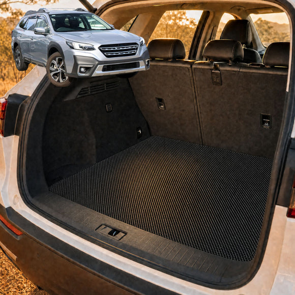 6D Diamond Car Boot Cargo Mat for Subaru Outback 2021 - Current 6GEN - Heavy Duty Carpet Liner - All-Weather Resistance - Easy to use - Odorless Material - Black & Grey