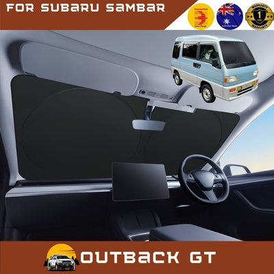 Front Windscreen Sun Shade for Subaru Sambar 1990 - 1999 - Standard 150 x 85 cm - Black