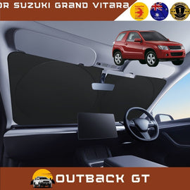 Front Windscreen Sun Shade for Suzuki Grand Vitara 2005 - 2015 (3-Door) - Standard 150 x 85 cm - Black