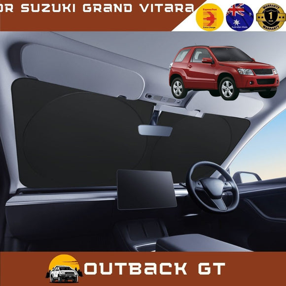 Front Windscreen Sun Shade for Suzuki Grand Vitara 2005 - 2015 (3-Door) - Standard 150 x 85 cm - Black