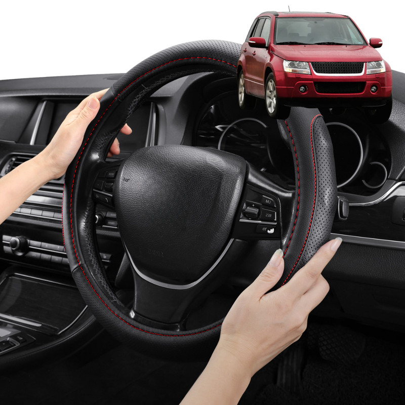 Steering Wheel Cover Pro Extra Layer for Suzuki Grand Vitara 2005-2015 (5-Door) SQ, JT - Breathable & Anti-Slip - Circle 38 cm