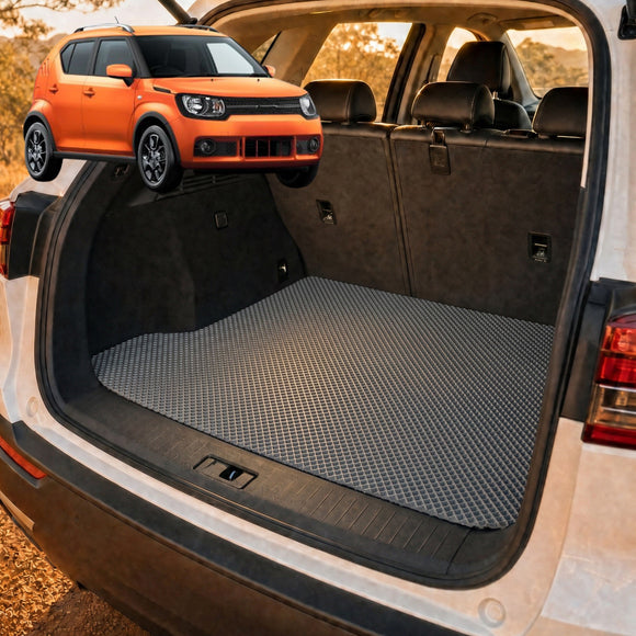 6D Diamond Car Boot Cargo Mat for Suzuki Ignis 2016 - Current MF - Heavy Duty Carpet Liner - All-Weather Resistance - Easy to use - Odorless Material - Black & Grey