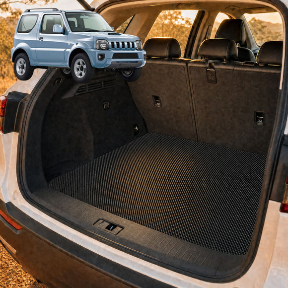 6D Diamond Car Boot Cargo Mat for Suzuki Jimny 2018 - Current Auto - Heavy Duty Carpet Liner - All-Weather Resistance - Easy to use - Odorless Material - Black & Grey