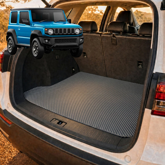 6D Diamond Car Boot Cargo Mat for Suzuki Jimny 2018 - Current Manual - Heavy Duty Carpet Liner - All-Weather Resistance - Easy to use - Odorless Material - Black & Grey