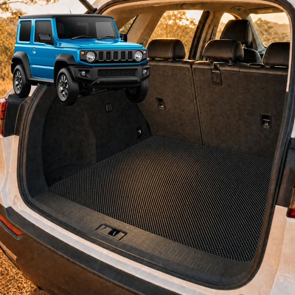 6D Diamond Car Boot Cargo Mat for Suzuki Jimny 2018 - Current Manual - Heavy Duty Carpet Liner - All-Weather Resistance - Easy to use - Odorless Material - Black & Grey