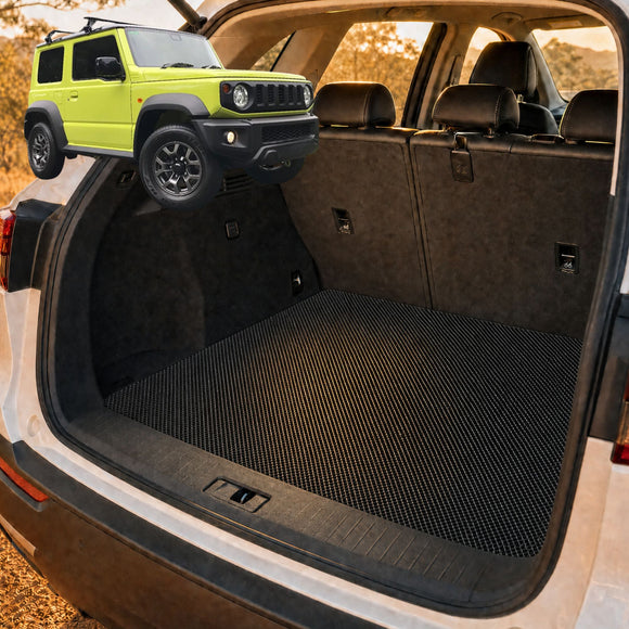 6D Diamond Car Boot Cargo Mat for Suzuki Jimny XL Auto 2023 - Current (GLX) - Heavy Duty Carpet Liner - All-Weather Resistance - Easy to use - Odorless Material - Black & Grey
