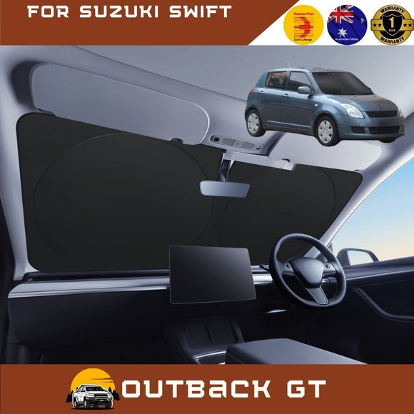 Front Windscreen Sun Shade for Suzuki Swift 2004 - 2010 (Auto) - Standard 150 x 85 cm - Black
