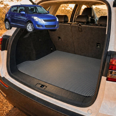 6D Diamond Car Boot Cargo Mat for Suzuki Swift 2011 - 2017 (FZ) - Heavy Duty Carpet Liner - All-Weather Resistance - Easy to use - Odorless Material - Black & Grey - 0