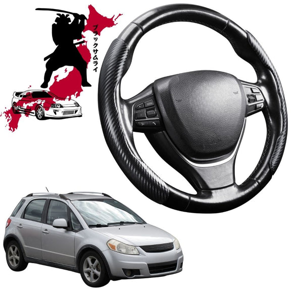 Black Samurai Segmented Steering Wheel Cover for Suzuki SX4 2006 - 2013 Auto (GY/EY/RW)