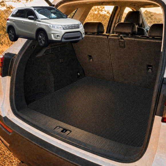 6D Diamond Car Boot Cargo Mat for Suzuki Vitara 2015 - Current (LY) - Heavy Duty Carpet Liner - All-Weather Resistance - Easy to use - Odorless Material - Black & Grey