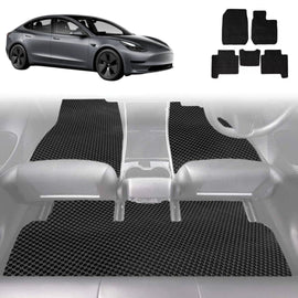 6D Diamond Car Floor Mats for Tesla Model 3 2017 - 2023 - Custom-Fit Carpet Liner