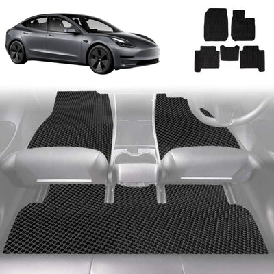 6D Diamond Car Floor Mats for Tesla Model 3 2017 - 2023 - Custom-Fit Carpet Liner