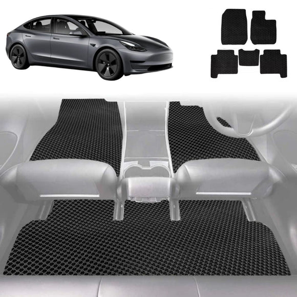 6D Diamond Car Floor Mats for Tesla Model 3 2017 - 2023 - Custom-Fit Carpet Liner