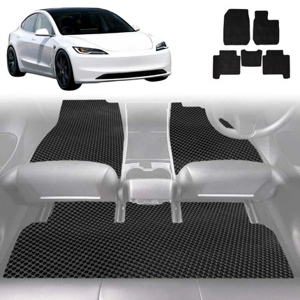 6D Diamond Car Floor Mats for Tesla Model 3 2024 - Current (Highlander) - Custom-Fit Carpet Liner