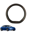 Steering Wheel Cover for Tesla Model S 2022 - Current  - Black Microfiber Leather - D-Shape 38 cm-1