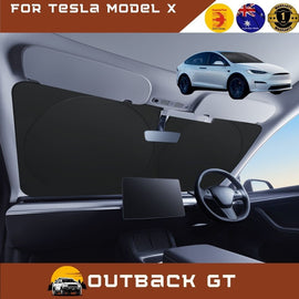 Front Windscreen Sun Shade for Tesla Model X 2015 - Current - Standard 150 x 85 cm - Black