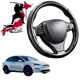 Black Samurai Segmented Steering Wheel Cover for Tesla Model X 2015 - Current