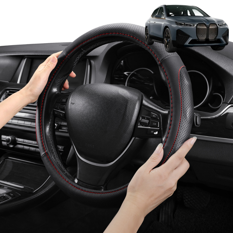 Steering Wheel Cover Pro Extra Layer for BMW iX 2022 - Current (I20) - Breathable & Anti-Slip - D-Shape 38 cm