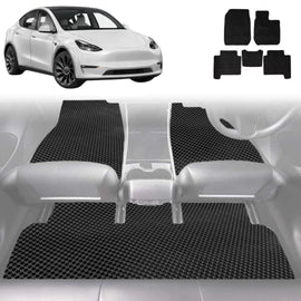 6D Diamond Car Floor Mats for Tesla Model Y 2022 - Current - Custom-Fit Carpet Liner