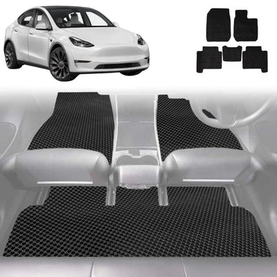 6D Diamond Car Floor Mats for Tesla Model Y 2022 - Current - Custom-Fit Carpet Liner