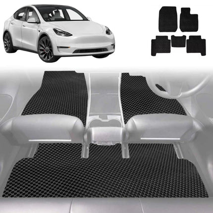 6D Diamond Car Floor Mats for Tesla Model Y 2022 - Current - Custom-Fit Carpet Liner