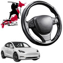 Black Samurai Segmented Steering Wheel Cover for Tesla Model Y 2022 - 2024-1