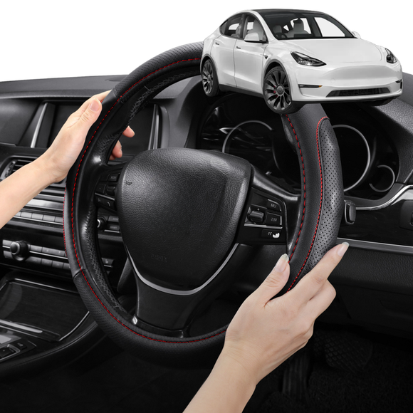 Steering Wheel Cover Pro Extra Layer for Tesla Model Y 2022 - Current - Breathable & Anti-Slip - D-Shape 38 cm