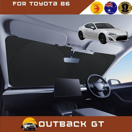 Front Windscreen Sun Shade for Toyota 86 2012 - 2021 - Standard 150 x 85 cm - Black
