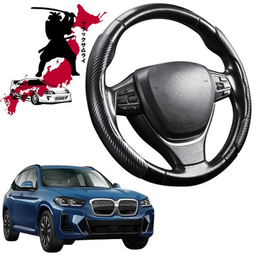 Black Samurai Segmented Steering Wheel Cover for BMW iX3 2022 - Current (G08)