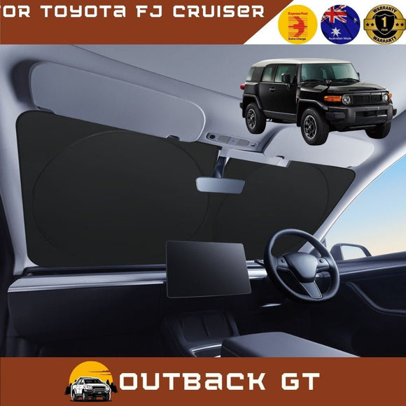 Front Windscreen Sun Shade for Toyota FJ Cruiser 2010 - 2017 - Standard 150 x 85 cm - Black