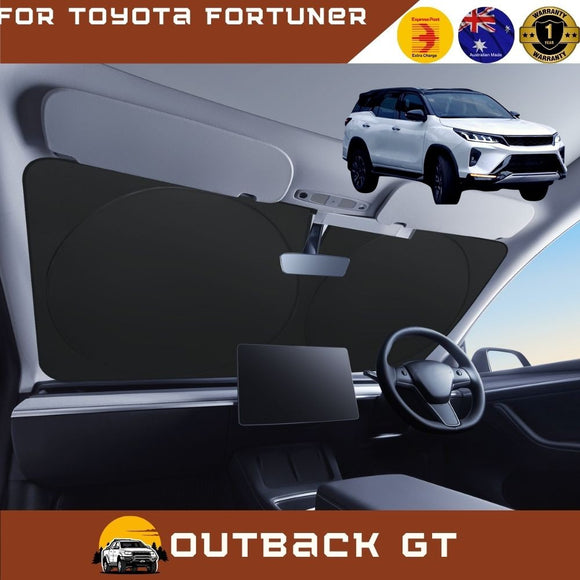 Front Windscreen Sun Shade for Toyota Fortuner 2015 - Current (AN150/AN160) - Standard 150 x 85 cm - Black