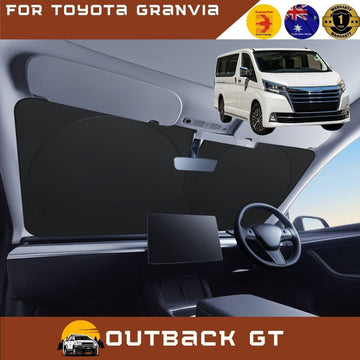 Front Windscreen Sun Shade for Toyota Granvia 2019 - Current Front Only - XL 160 x 98 cm - Black