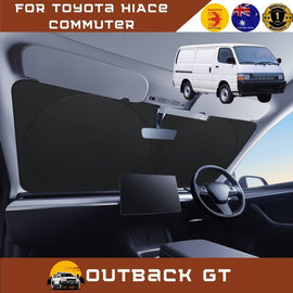 Front Windscreen Sun Shade for Toyota HiAce Commuter 1989 - 2005 - XL 160 x 100 cm - Black