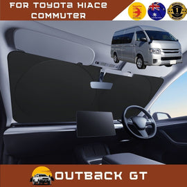 Front Windscreen Sun Shade for Toyota HiAce Commuter 2005 - 2018 - XL 160 x 100 cm - Black