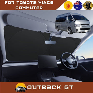 Front Windscreen Sun Shade for Toyota HiAce Commuter 2005 - 2018 - Standard 150 x 85 cm - Black