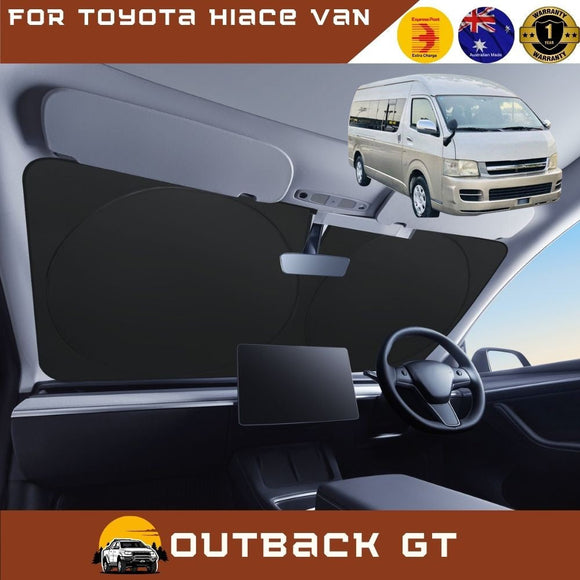 Front Windscreen Sun Shade for Toyota Hiace Van 2005 - 2018 (Crew) - XL 160 x 100 cm - Black