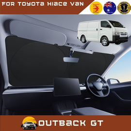 Front Windscreen Sun Shade for Toyota Hiace Van 2005 - 2019 (LWB) - XL 160 x 100 cm - Black