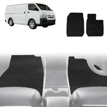 6D Diamond Car Floor Mats for Toyota Hiace Van 2005 - 2019 (LWB) (Front Set) - Custom-Fit Carpet Liner