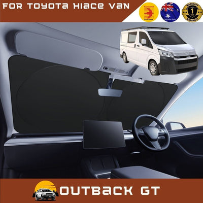 Front Windscreen Sun Shade for Toyota Hiace Van 2019 - Current (LWB) - XL 160 x 100 cm - Black