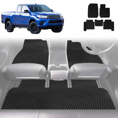 6D Diamond Car Floor Mats for Toyota Hilux Extra Cab 2015 - Current - Custom-Fit Carpet Liner