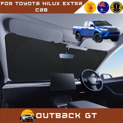 Front Windscreen Sun Shade for Toyota Hilux Extra Cab 2015 - Current - Standard 150 x 85 cm - Black