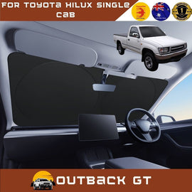 Front Windscreen Sun Shade for Toyota Hilux Single Cab 1988 - 1997 (N80, N90, N100, N110) - Standard 150 x 85 cm - Black