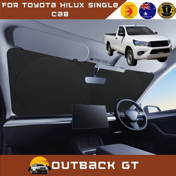 Front Windscreen Sun Shade for Toyota Hilux Single Cab 2015 - Current - Standard 150 x 85 cm - Black